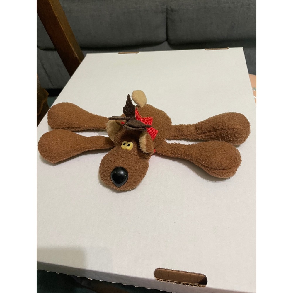 Hallmark Reindeer Plush Brown Vintage Christmas Floppy Bean Bag Toy Flaw